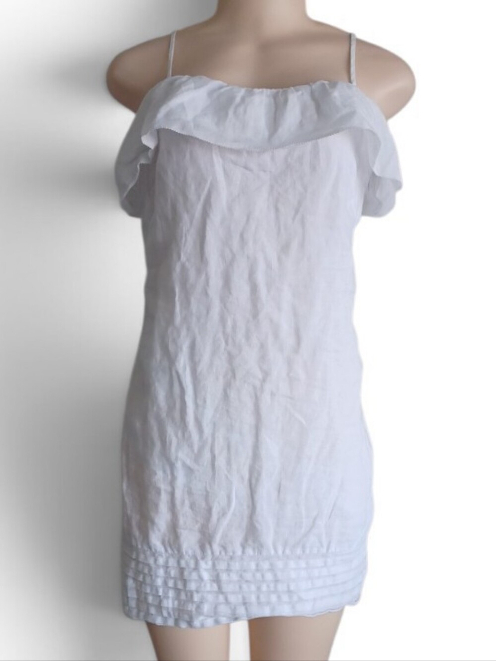 LOFT Cream Off-Shoulder Ruffle Mini Dress - Picture 2 of 5